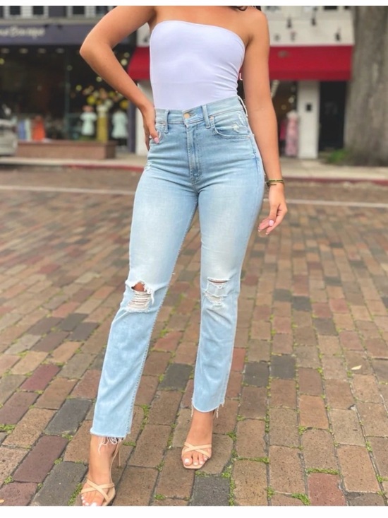 MOTHER Denim - MOTHER High Waisted Rider Ankle Fray Island After Hours Size 29